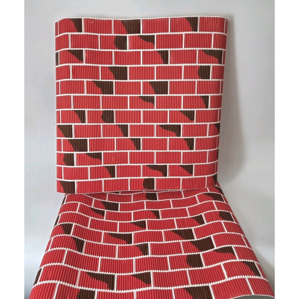 Vintage MCM Faux Red Brick Christmas Fireplace Corrugated Paper By Corobuff